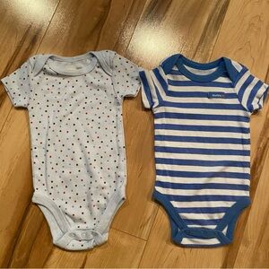 Hurley Blue Striped Baby Onsie & Star Onsie set—0/3M